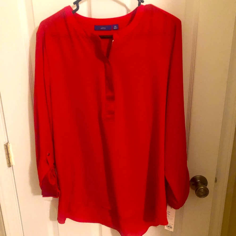 Just in time for the holidays!  Red blouse is so soft and dressy!